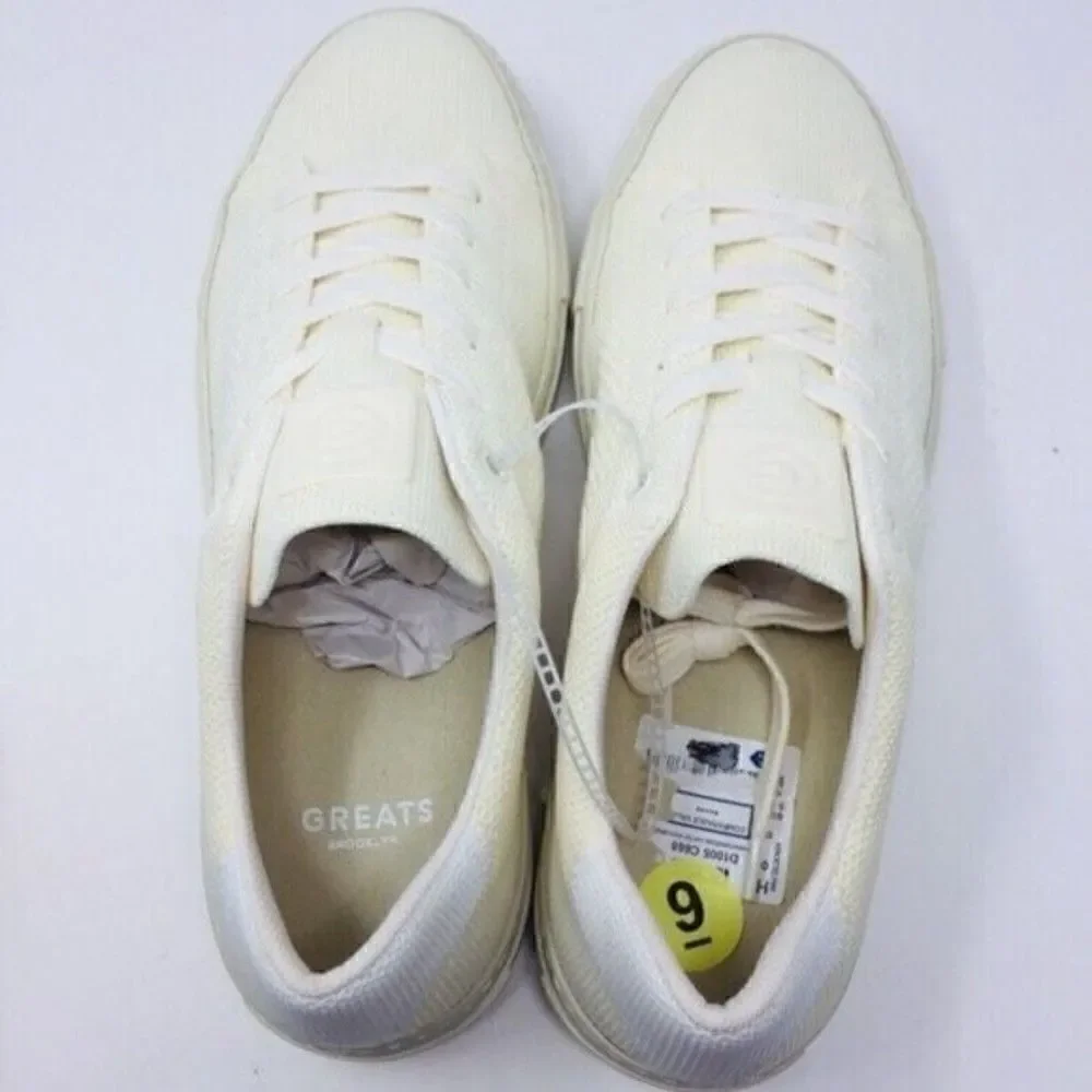 Greats Knit lace up Shoes 9.5 Cream color BoxQ